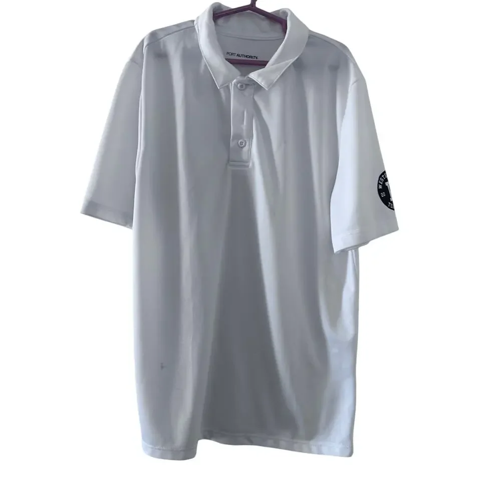 Port Authority White Youth L Golf Polo - Some Staining
